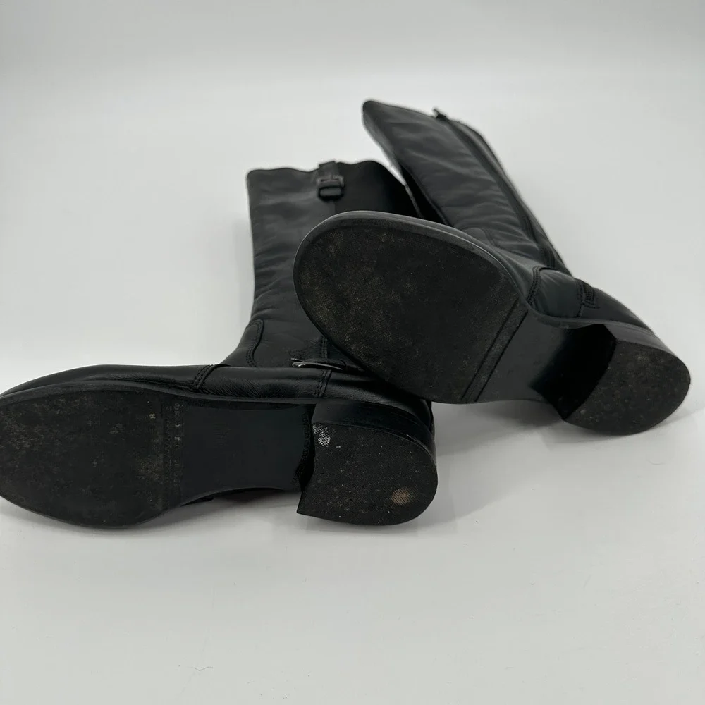 La‎ Canadienne Black Leather Buckle Tall Riding Boots Women Size 5 M